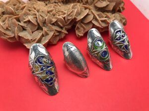 Tuareg enamel ring silver