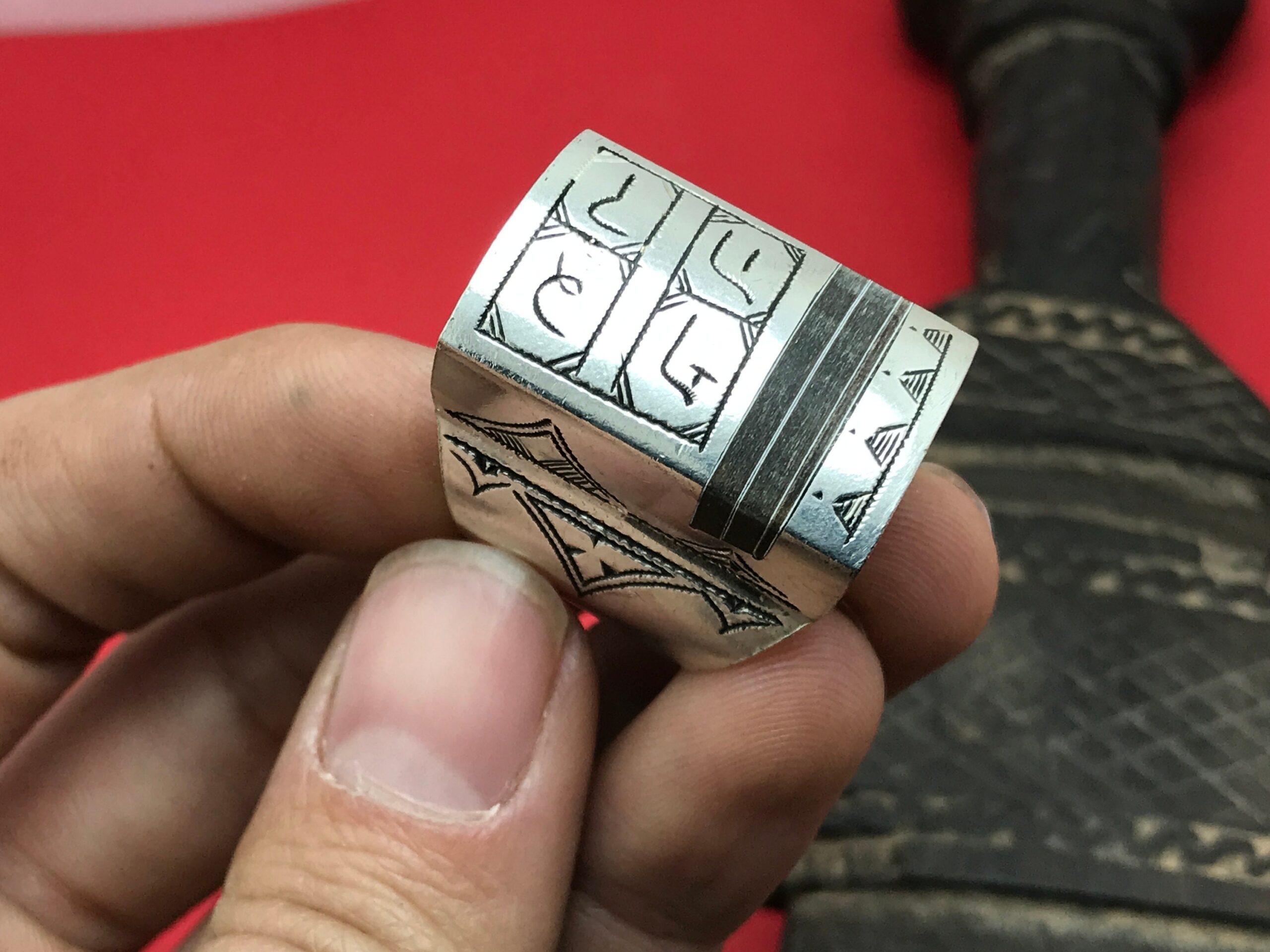 Touareg bague travail a main argent 999 size 9 - Image 2