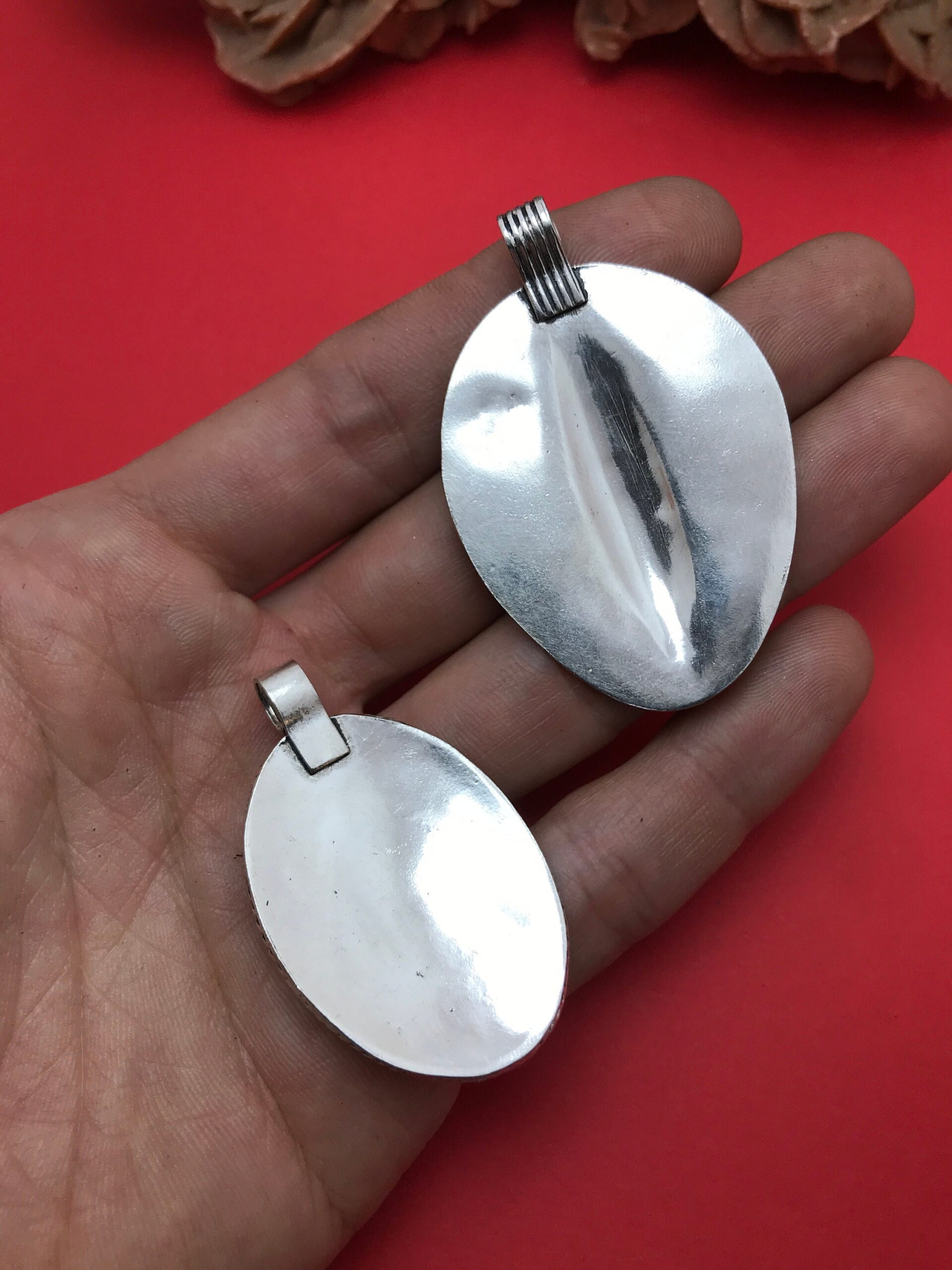 ethnic pendant enamel, moroccan amulet enameled silver - Image 4