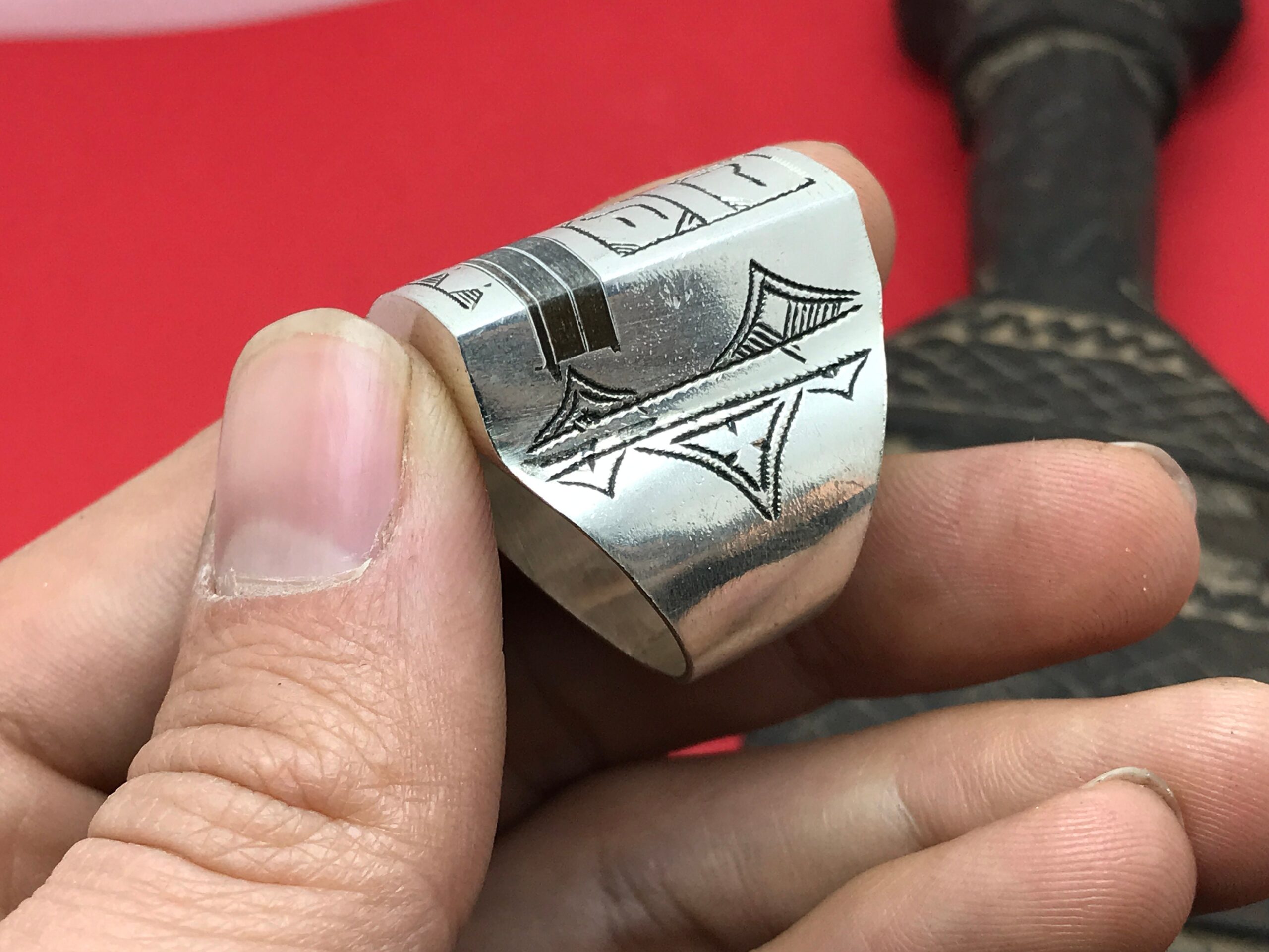Touareg bague travail a main argent 999 size 9 - Image 6
