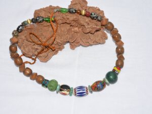 Vintage African Millefiori Glass Bead Necklace: Tribal Moroccan Jewelry