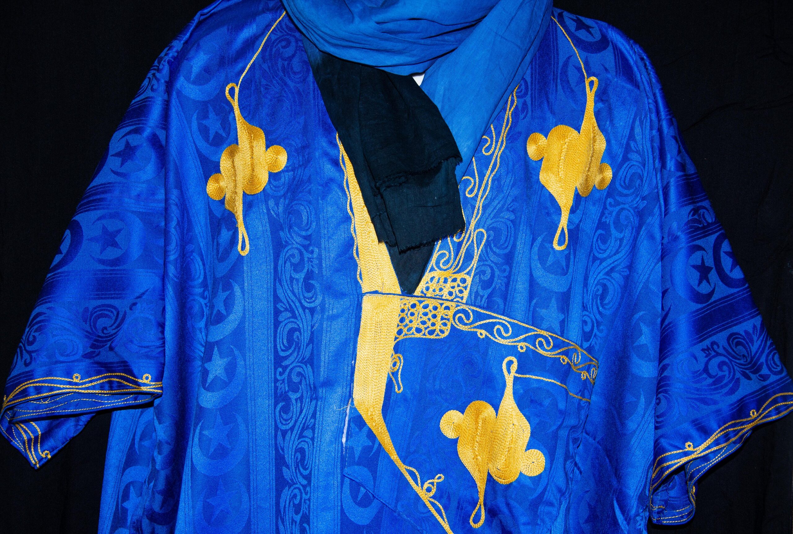 Tuareg Gandora and Scarf: Berber Djellaba Sahraoui, Blue Kaftan Mens - Image 6