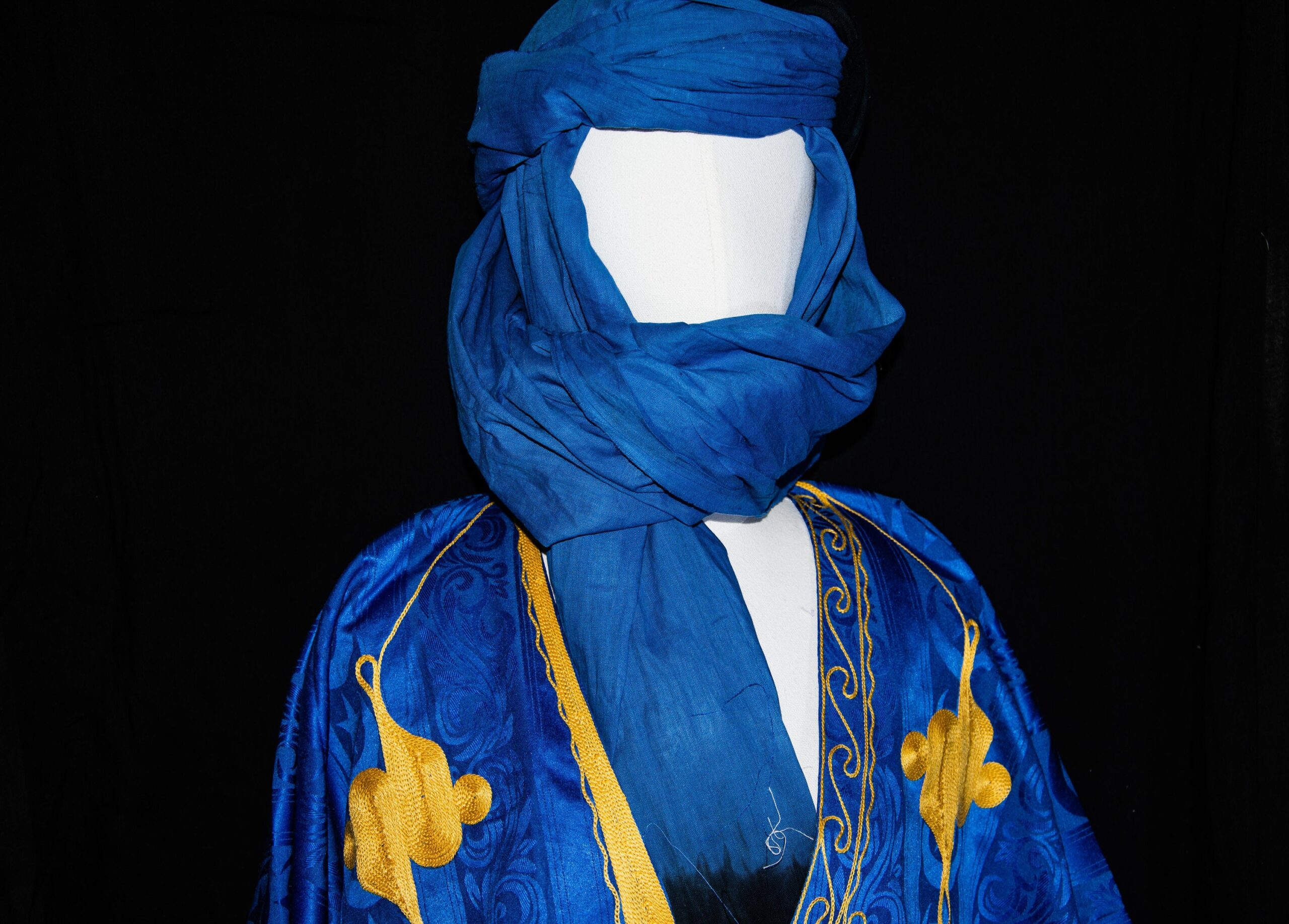 Tuareg Gandora and Scarf: Berber Djellaba Sahraoui, Blue Kaftan Mens - Image 5