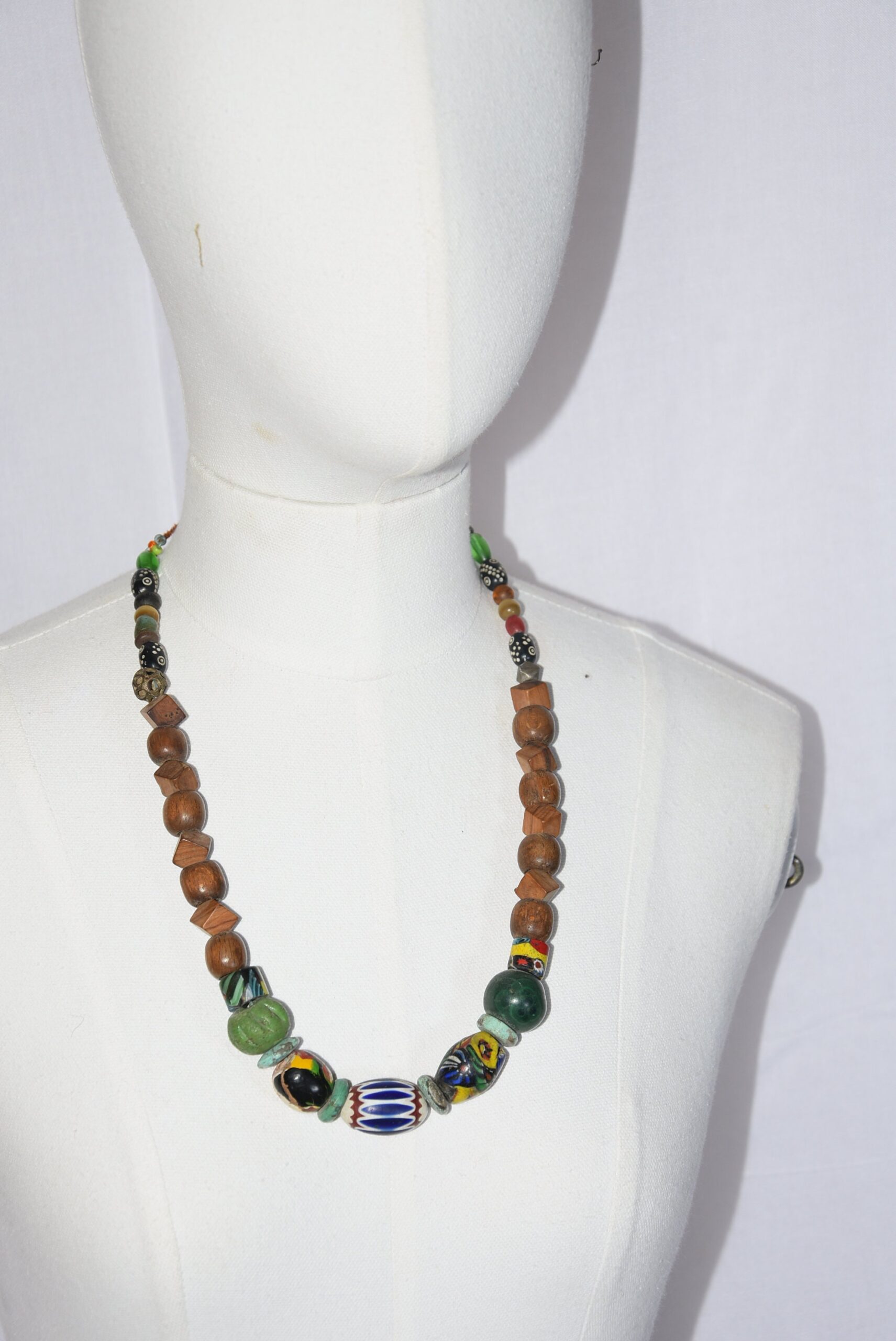 Vintage African Millefiori Glass Bead Necklace: Tribal Moroccan Jewelry - Image 6