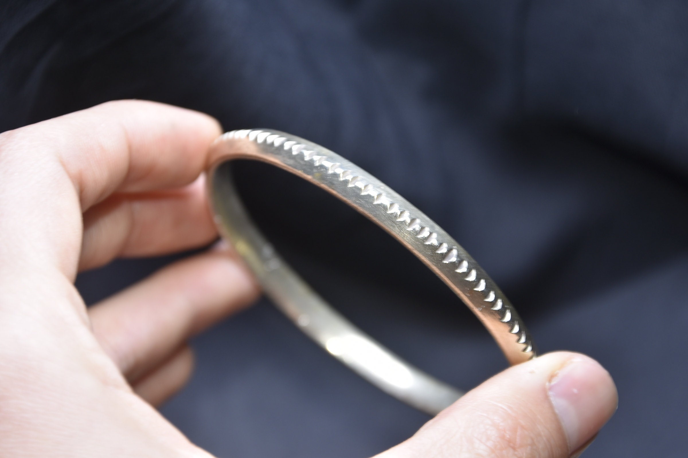 Bijoux marocain, Sahara/Touareg argent ancien granulé bangle, Berber Bracelet handmade - Image 6