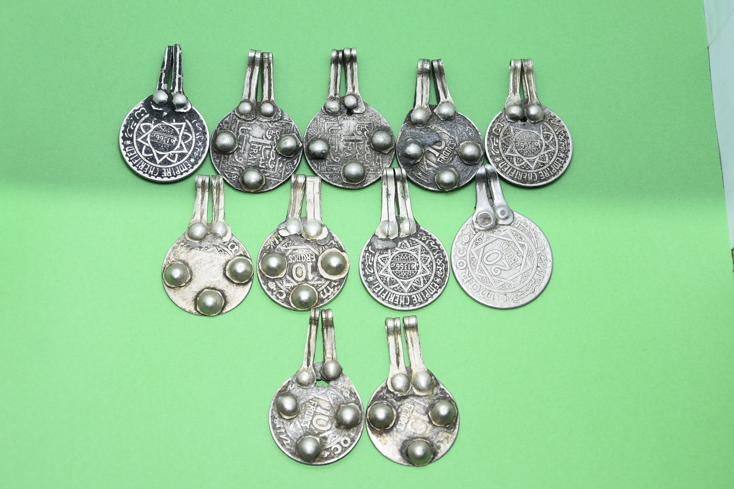 Moroccan Silver Coin Pendants: Berber Jewelry Supplies - Image 4