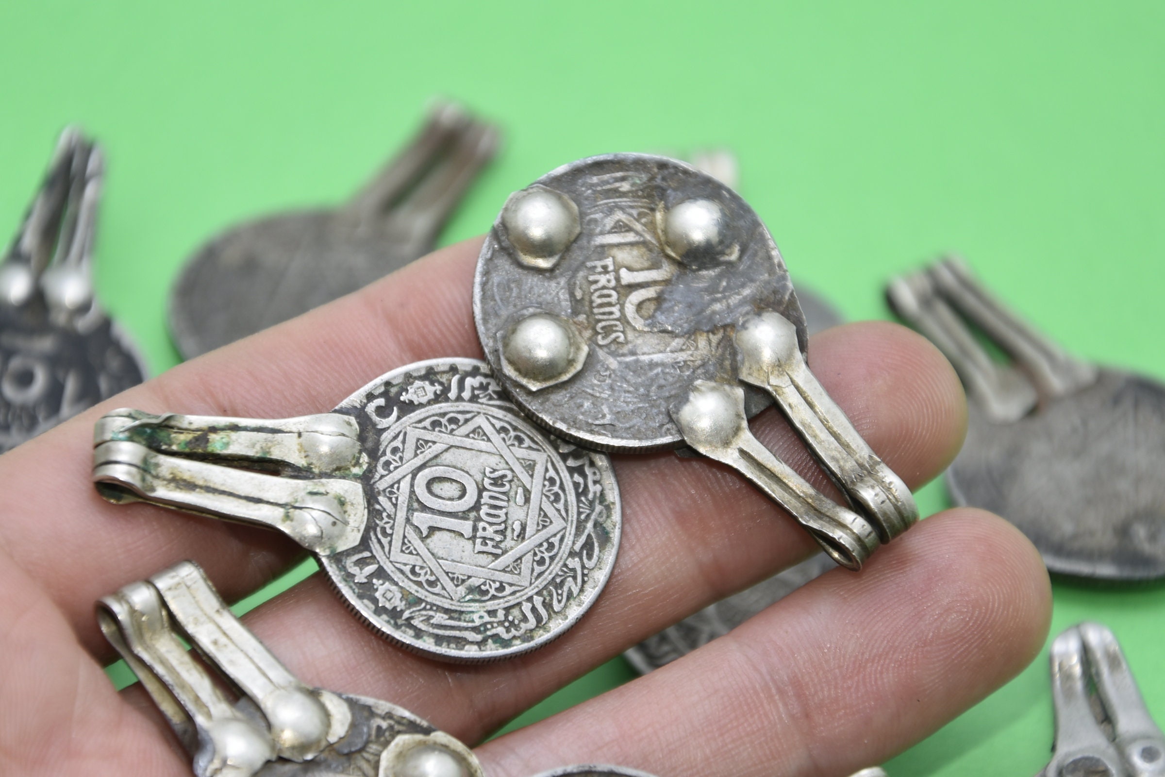 Moroccan Silver Coin Pendants: Berber Jewelry Supplies - Image 6