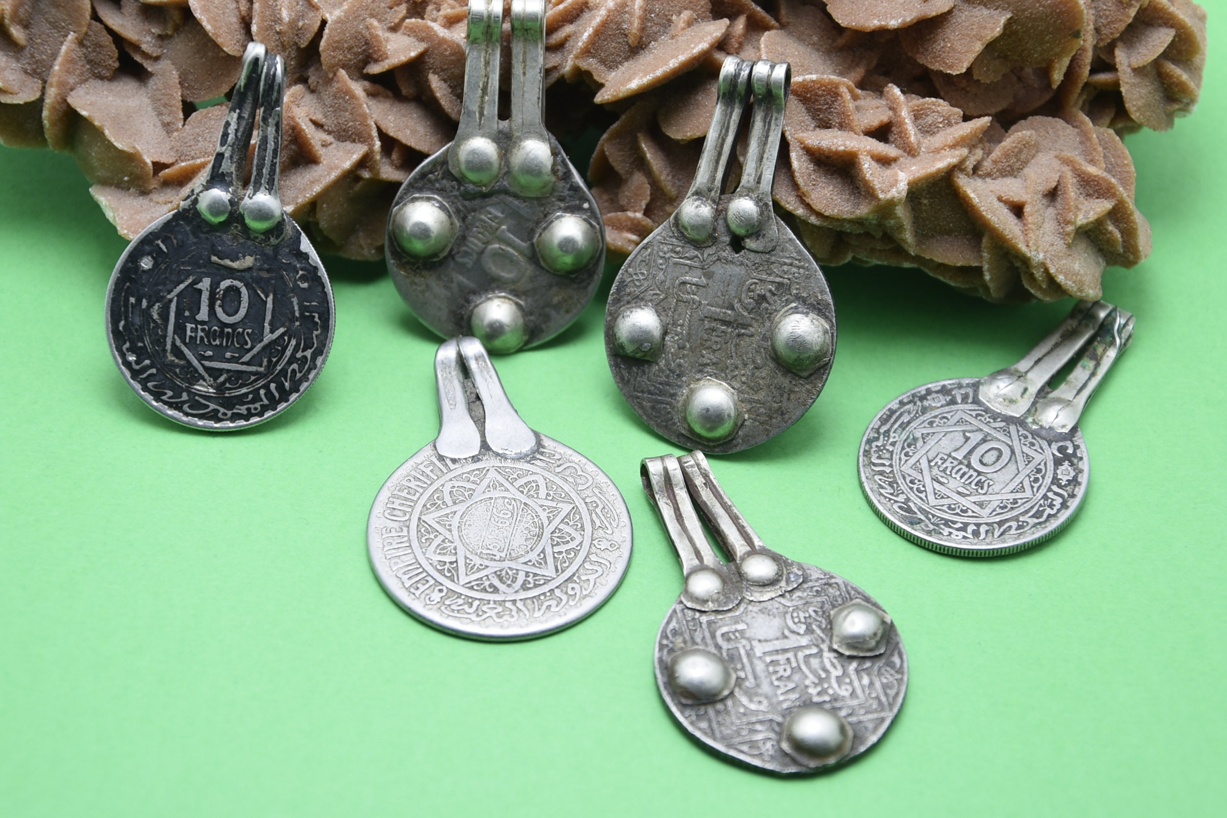 Moroccan Silver Coin Pendants: Berber Jewelry Supplies - Image 8