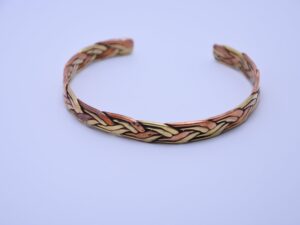 Handmade Copper Medical Alert Bracelet: Personalized Braided Bangle