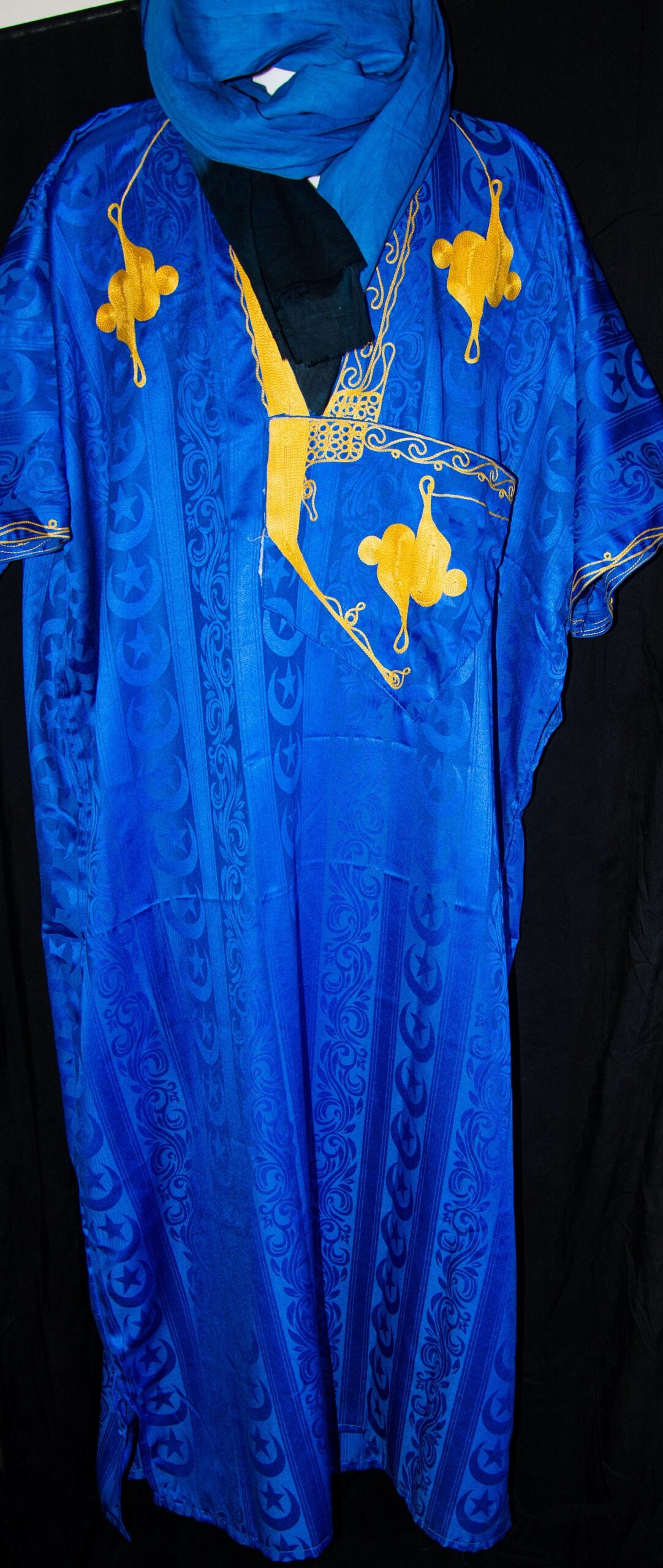 Tuareg Gandora and Scarf: Berber Djellaba Sahraoui, Blue Kaftan Mens - Image 7