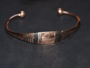Tuareg Ethnic Cuff, copper brass bracelet ebony handmade, solide bangle