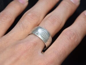 Antique Berber Silver Ring, Engraved Ethnic Band, US Size 8