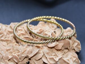 Hammered Brass Bangle Bracelet Pair - Berber Style
