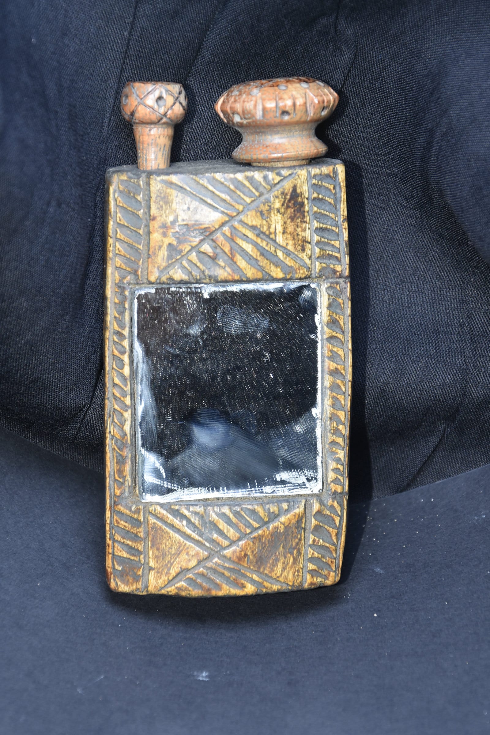 Old Kajal Kohl Wood Bottle Morocco, Moroccan Jewels Antique empty - Image 3