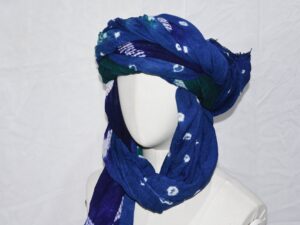 Tuareg Scarf: Green Indigo Cotton Cheche Turban (4 Meters)