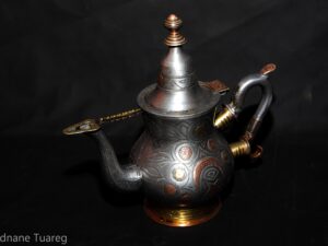Vintage Mauritanian Tuareg Teapot: Etched Copper Brass, Berber Decor