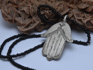 Berber Hand Fatima Pendant: Ethnic Moroccan Brass Khamsa