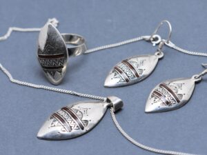 Tuareg Set Jewelry Silver Ring Earring & Necklace pendant Sterling