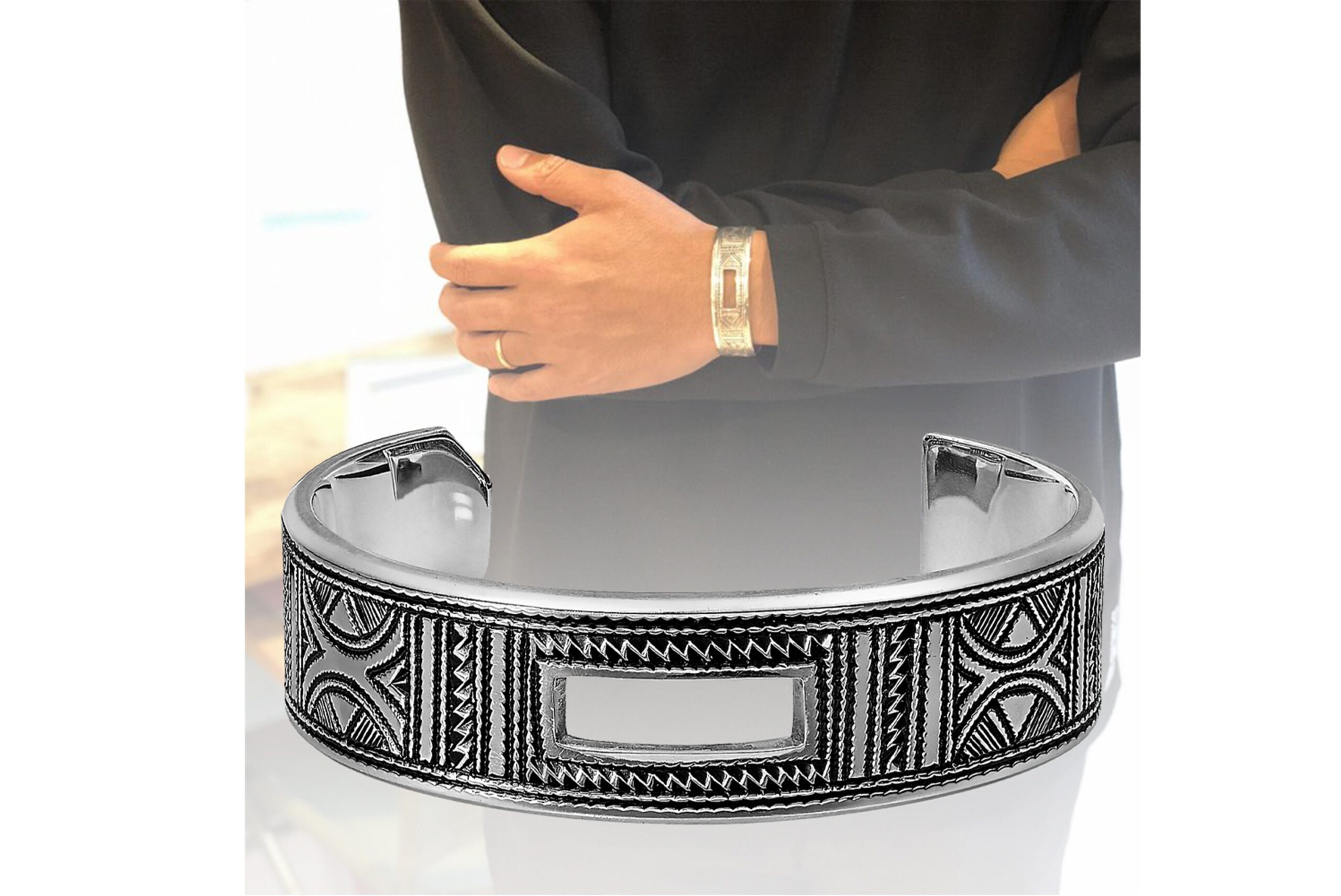 Bracelet Argent Touareg Handmade, Niger Cuff - Image 8
