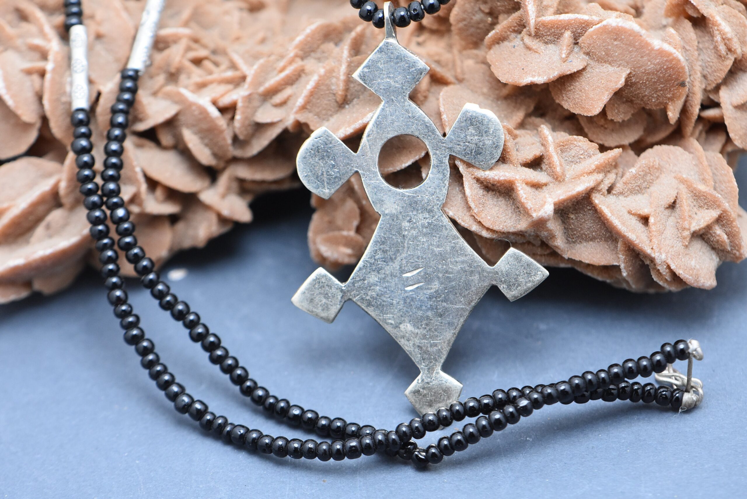 Tuareg Southern Cross Necklace: Silver Carnelian Pendant - Image 4