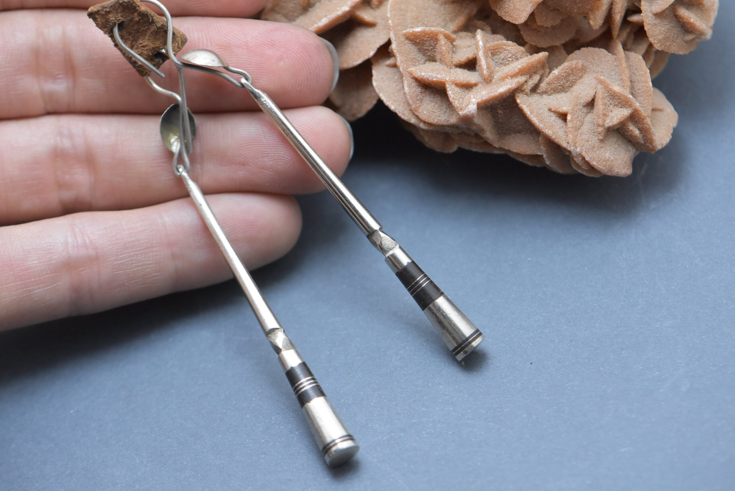 Tuareg earrings silver ebony, handmede niger ethnique - Image 3