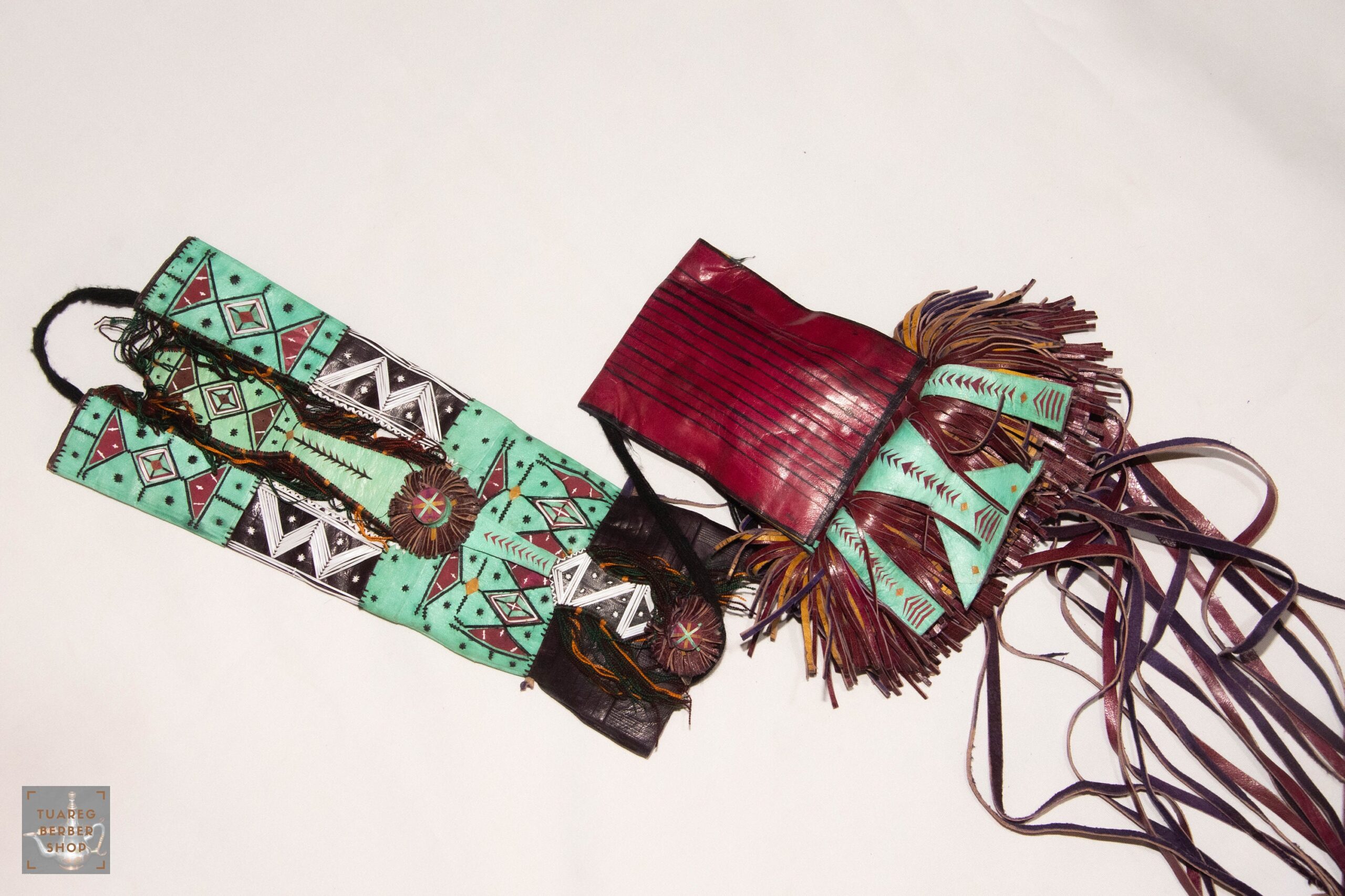 Handmade Touareg Leather Wallet: Berber Tribal Design (50cm x 14cm) - Image 5