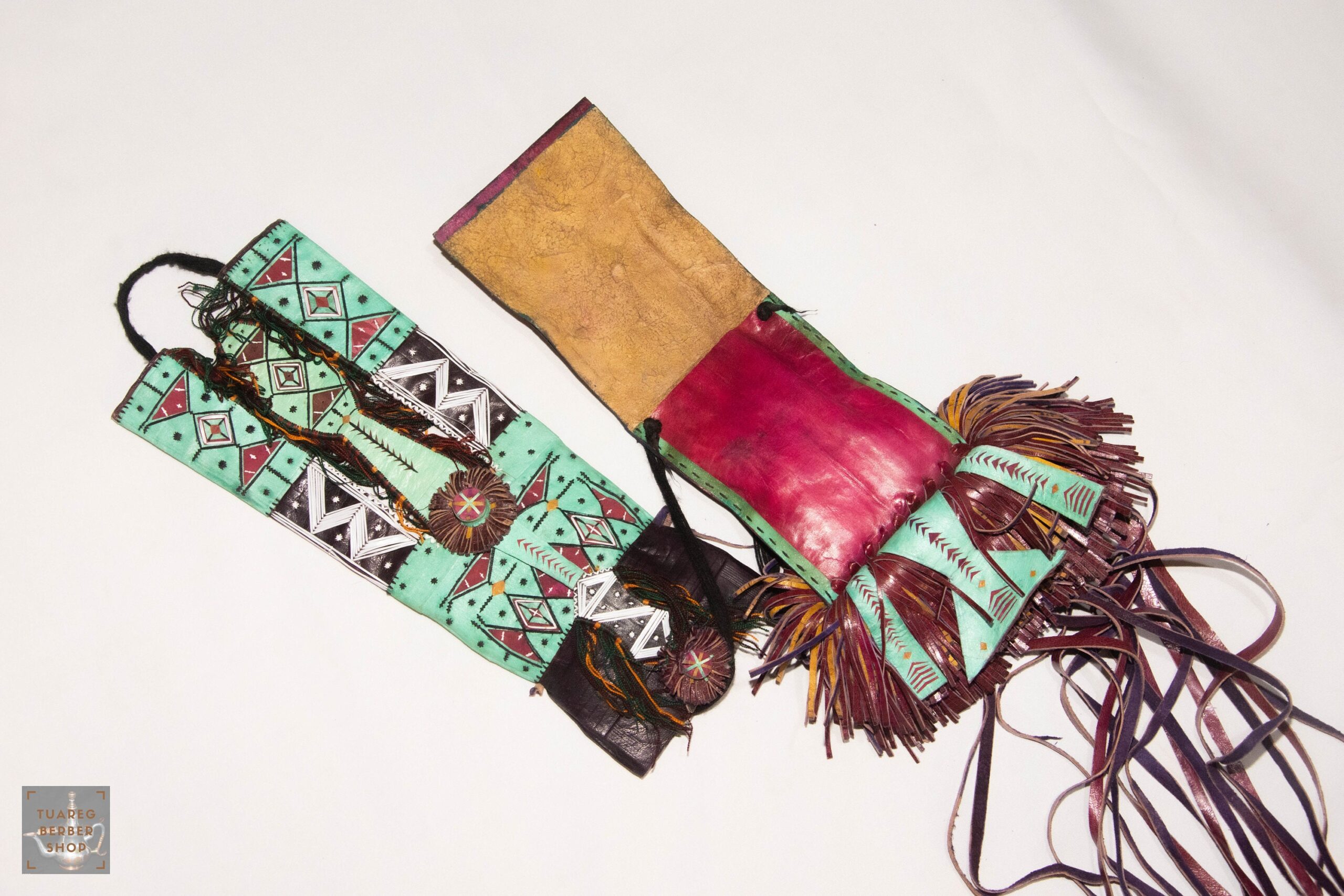 Handmade Touareg Leather Wallet: Berber Tribal Design (50cm x 14cm) - Image 6