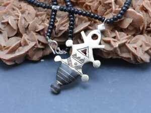 Ethnic Tuareg Ebony Sterling Silver Cross Necklace