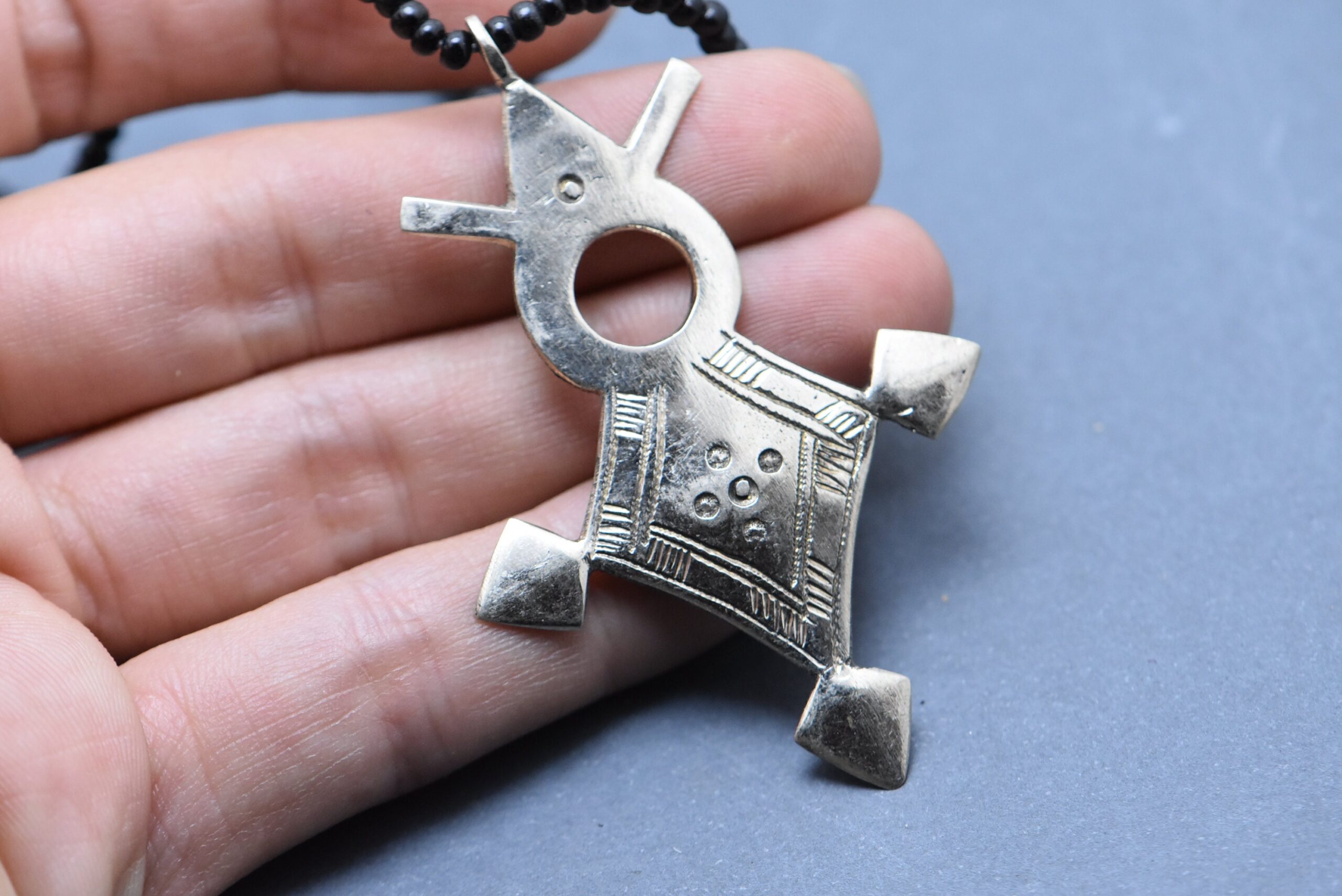 Tuareg Southern Cross Necklace: Silver Carnelian Pendant - Image 6