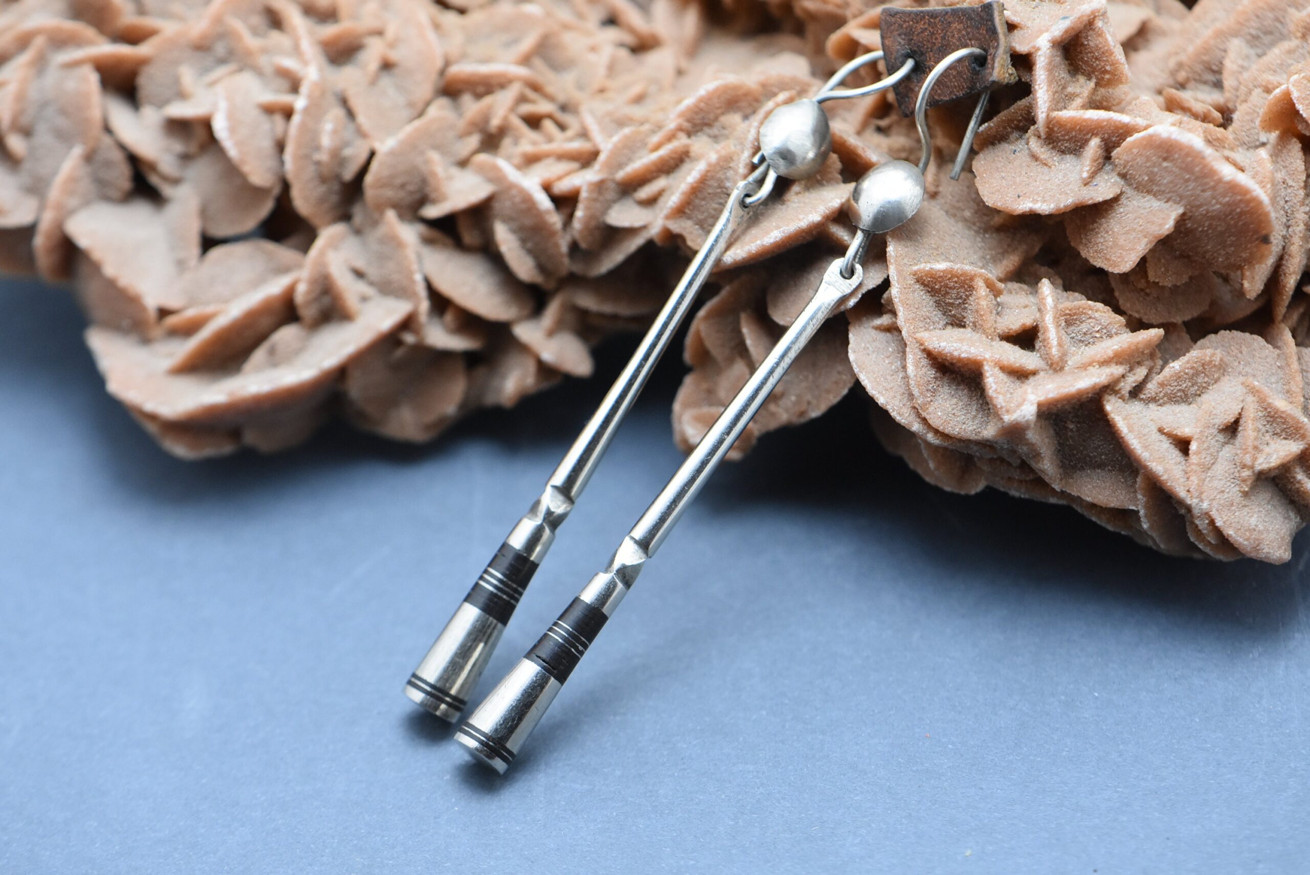 Tuareg earrings silver ebony, handmede niger ethnique