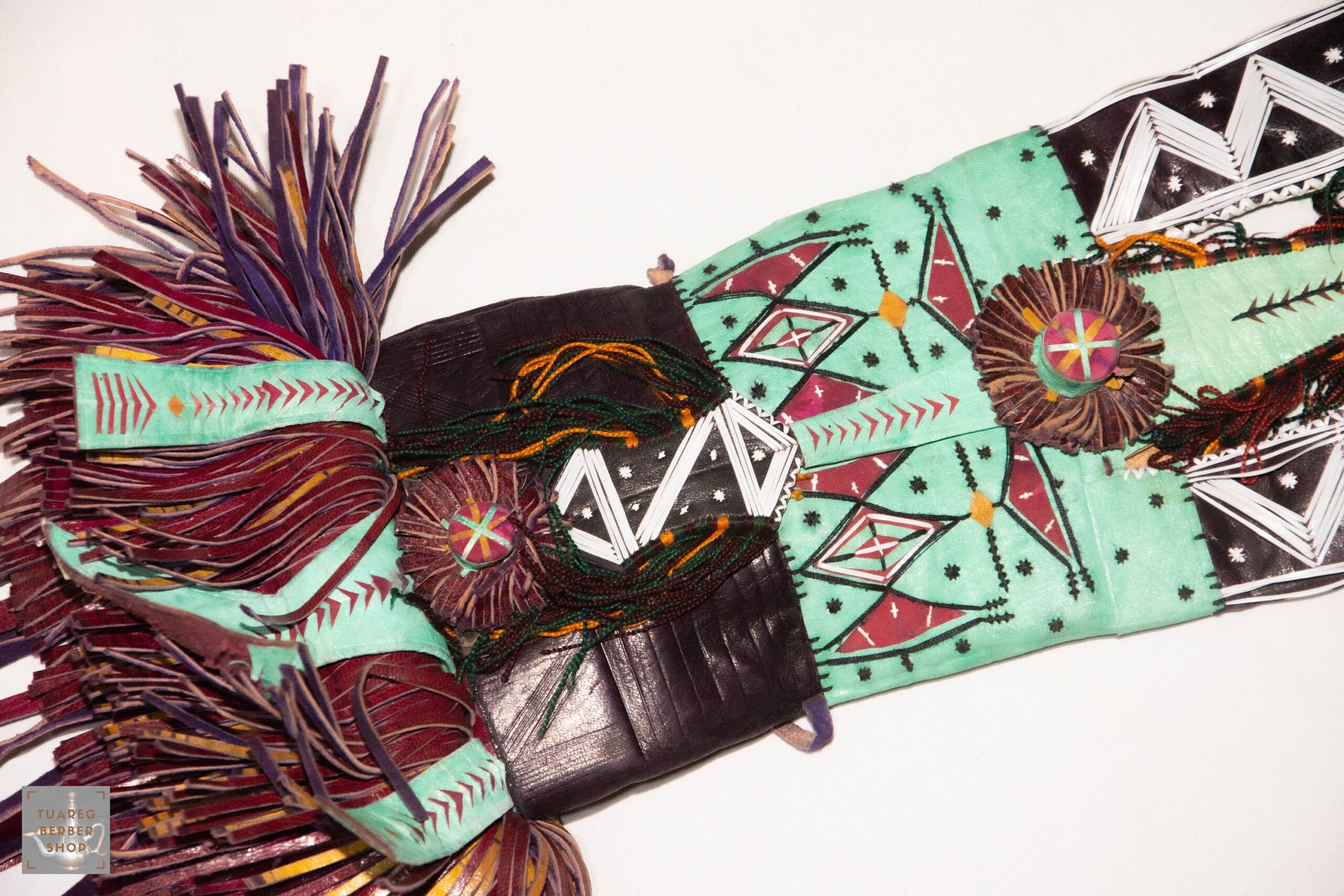 Handmade Touareg Leather Wallet: Berber Tribal Design (50cm x 14cm) - Image 3