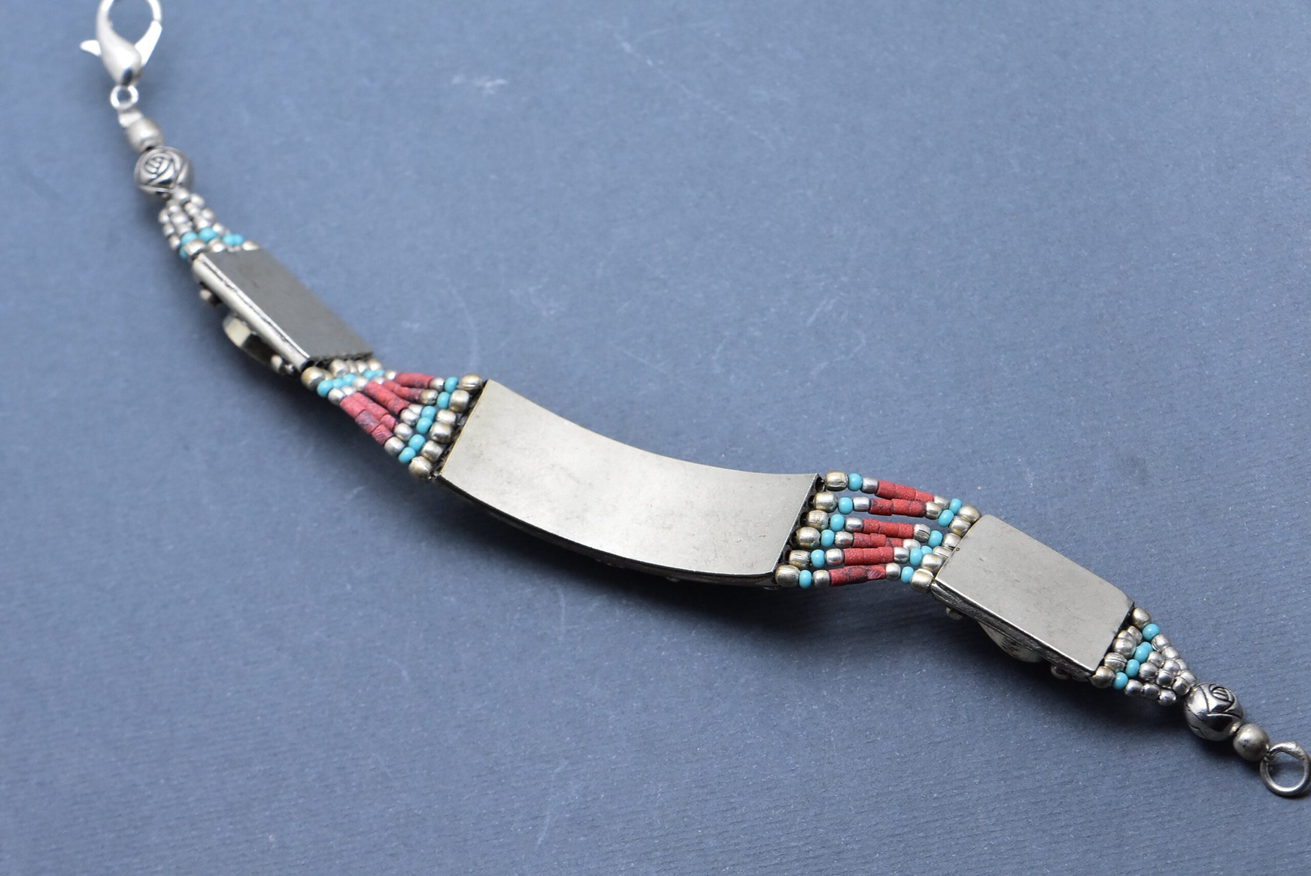 Berber Bracelet Corail and Turquoise Handmade - Image 3