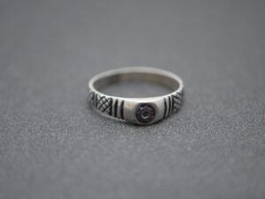 Antique Touareg Silver Ring: Handmade Chevron Amulet, Size 10