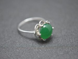 Ring berber morocco silver handmade, filigrane with beuatiful green bead