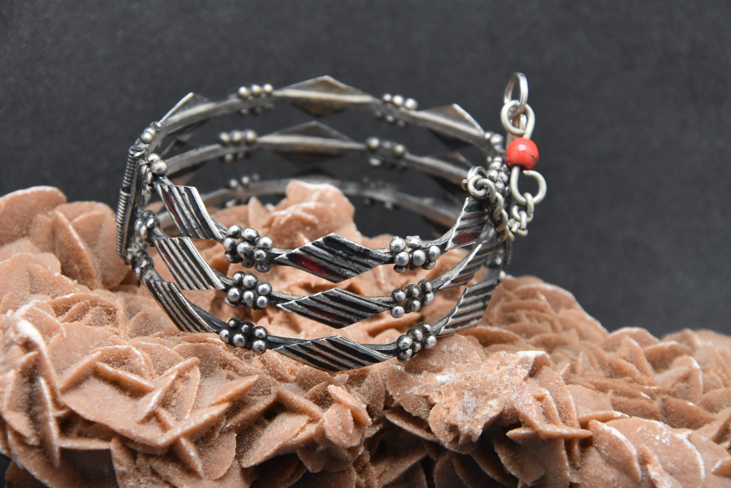 Berber Filigree Silver Bracelet: Moroccan Open Bangle - Image 6