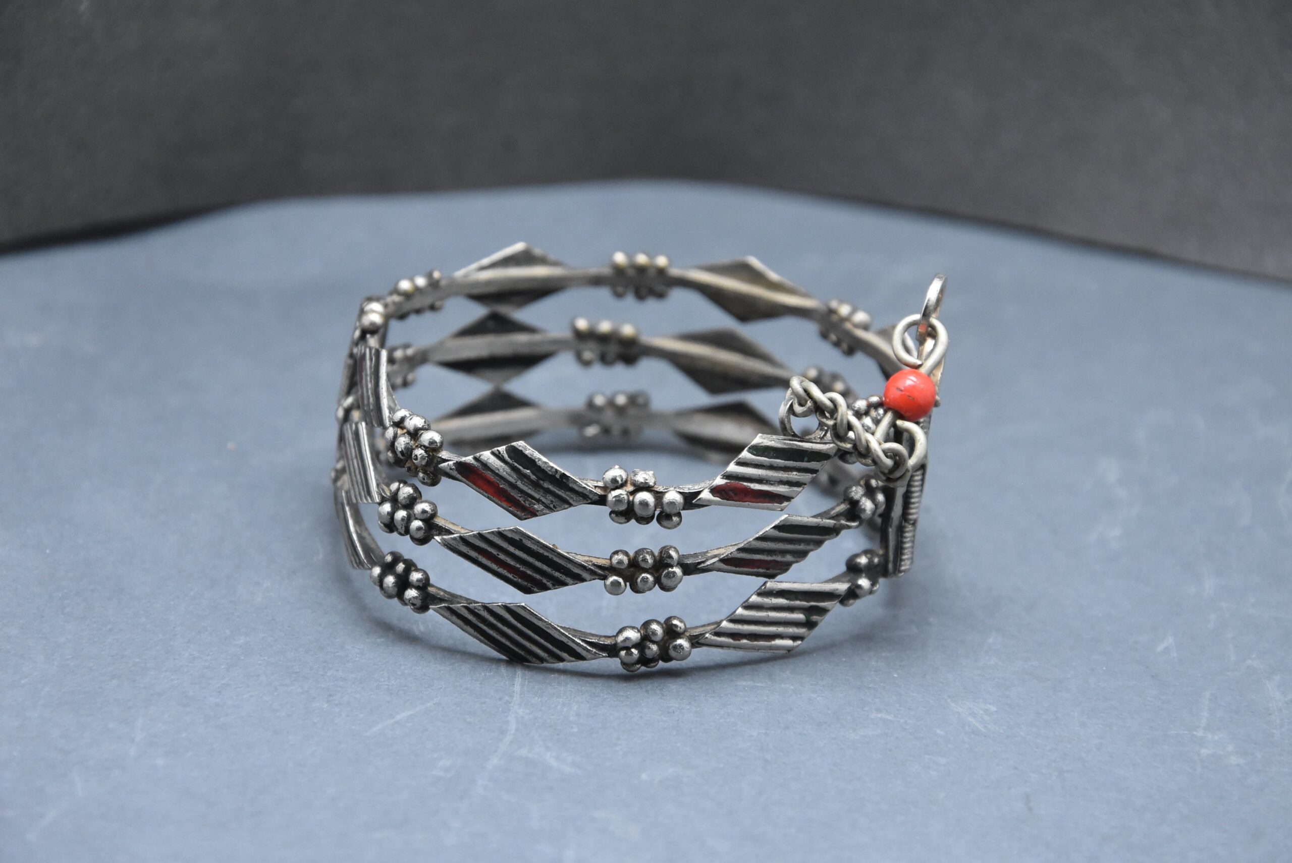 Berber Filigree Silver Bracelet: Moroccan Open Bangle