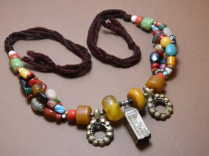 Vintage Berber Necklace: Coral, Silver, and Old Beads