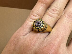 Touareg ring copper with chivron beads and ebony handmade