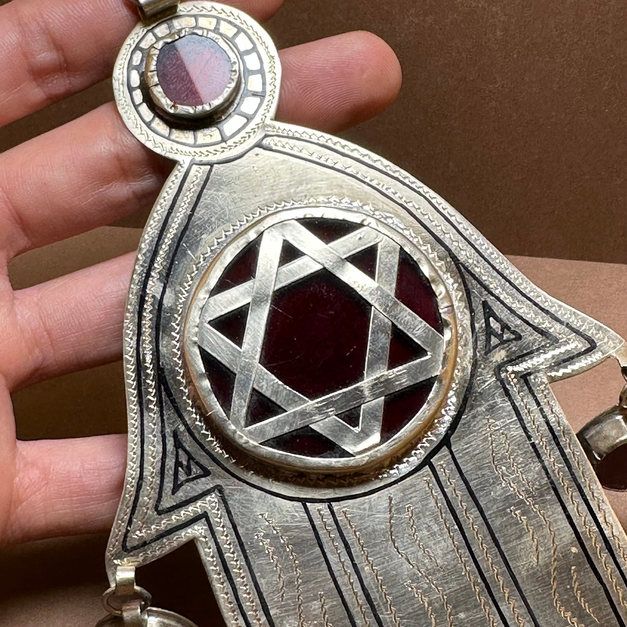 Handmade Berber Hamsa: Moroccan 925 Silver Ethnic Khamsa - Image 6