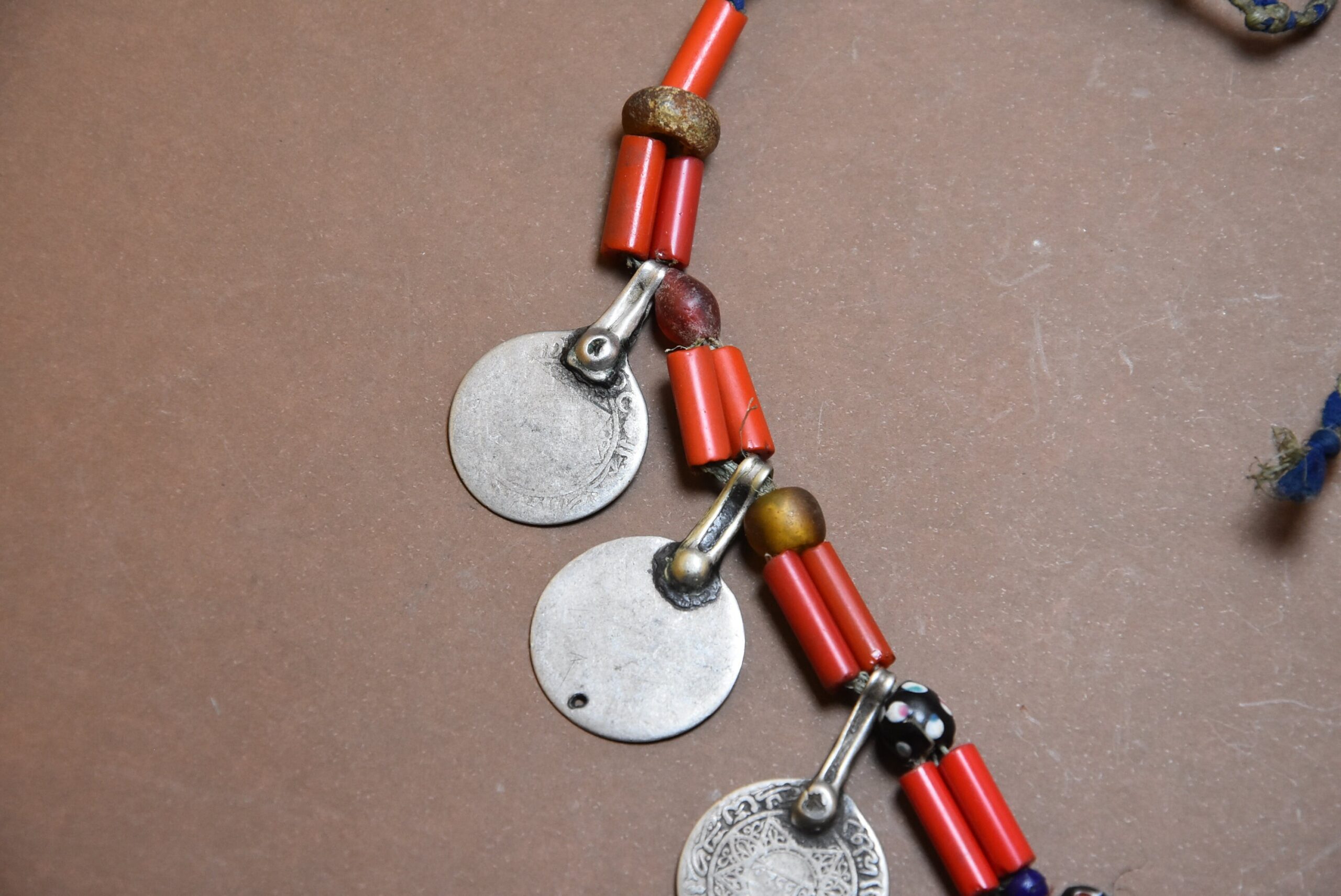 Berber Necklace: Old Silver Coins & Glass Beads, Sub-Saharan Style - Image 4
