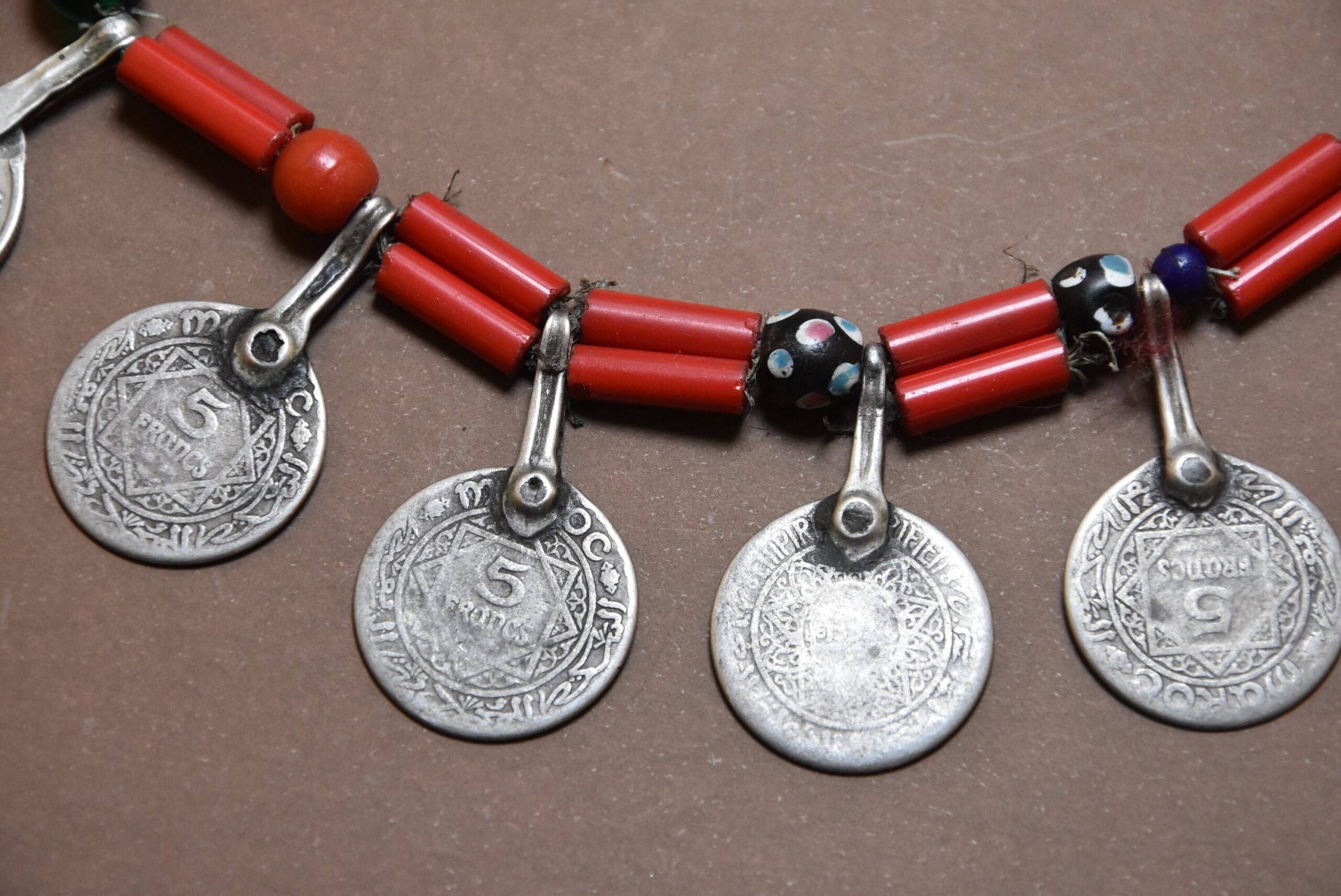 Berber Necklace: Old Silver Coins & Glass Beads, Sub-Saharan Style - Image 5