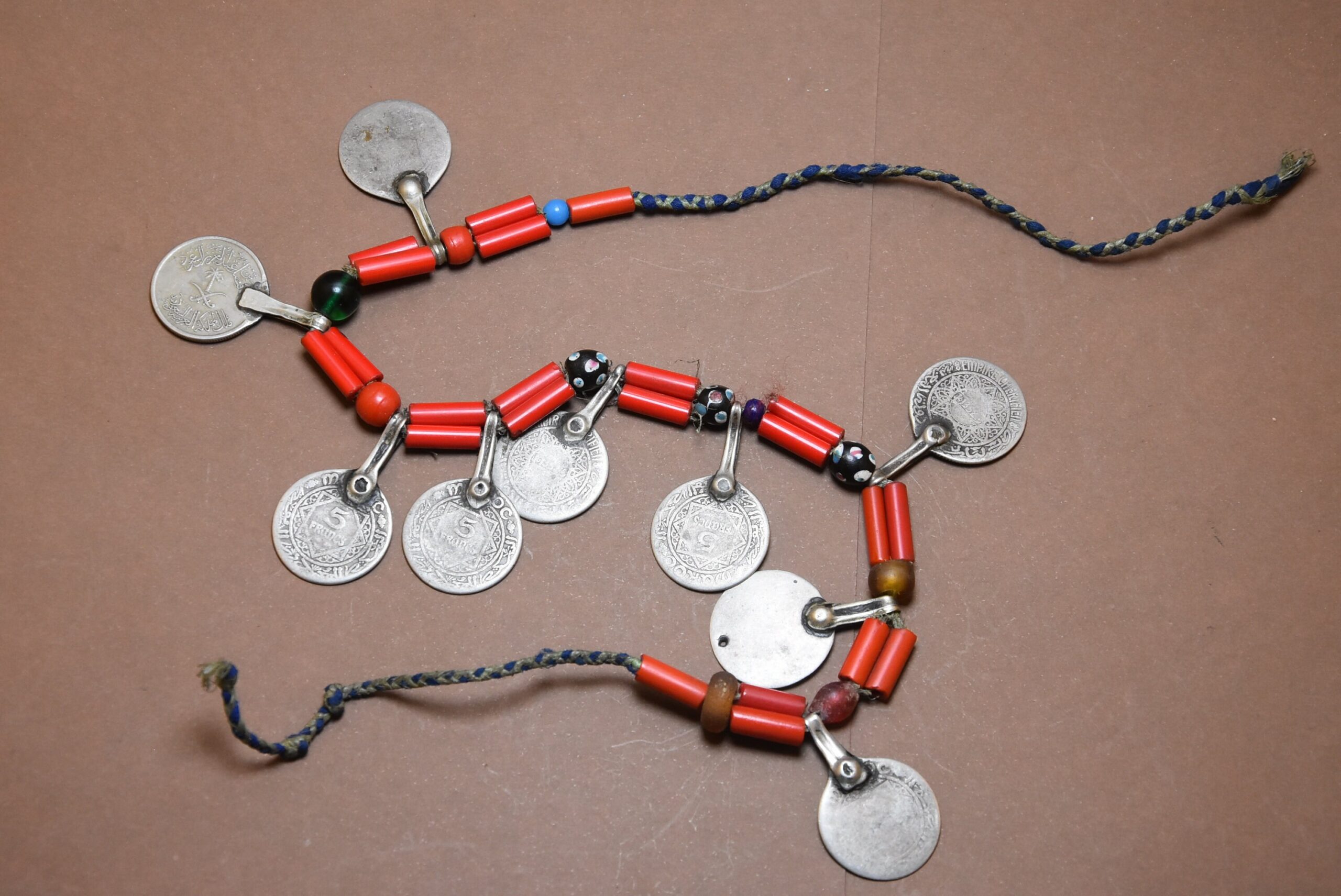 Berber Necklace: Old Silver Coins & Glass Beads, Sub-Saharan Style - Image 6