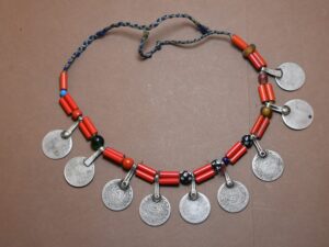 Berber Necklace: Old Silver Coins & Glass Beads, Sub-Saharan Style