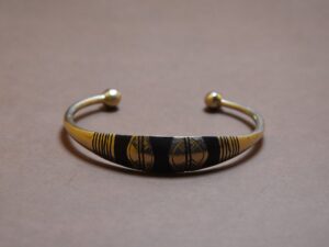 Tuareg Brass Cuff Bangle: African Ebony Wood Bracelet