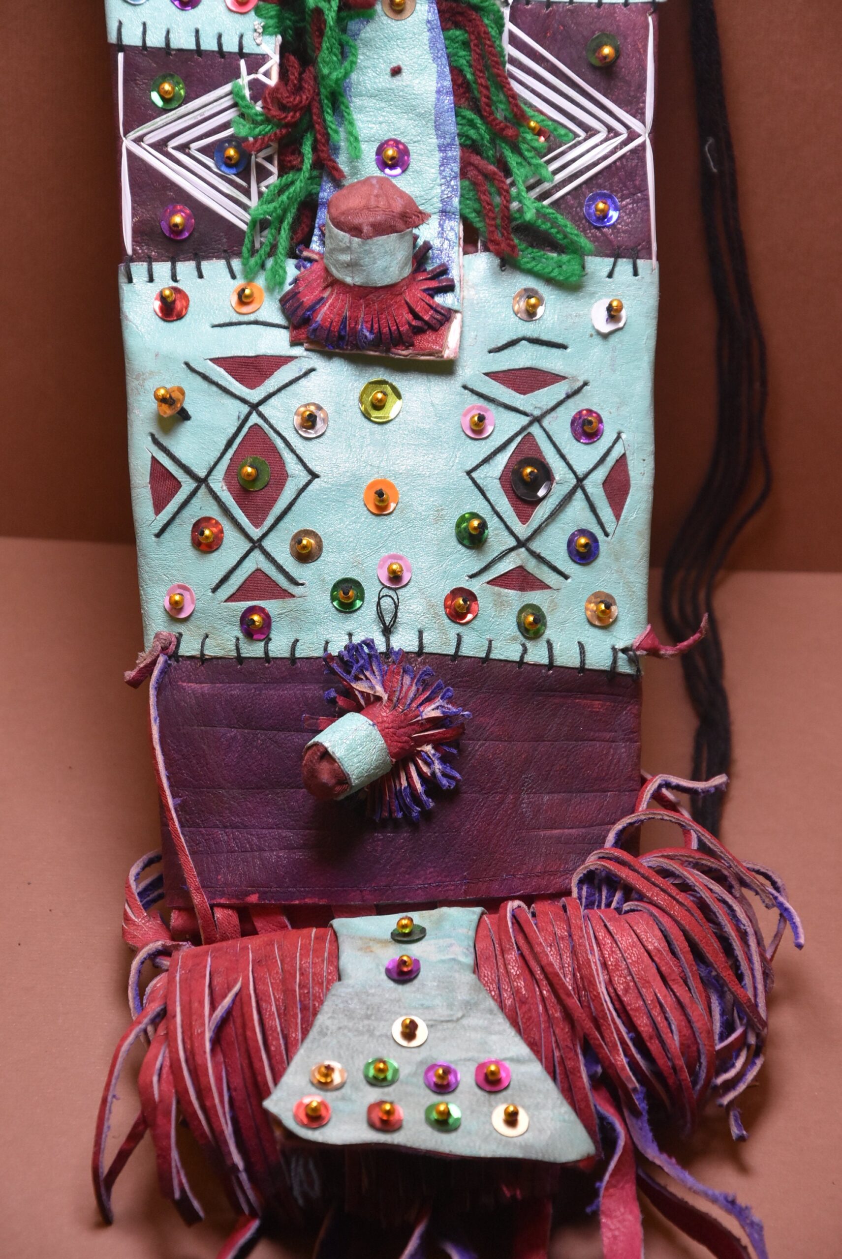Antique Tuareg Leather Wallet Bag: Ethnic African Design - Image 2