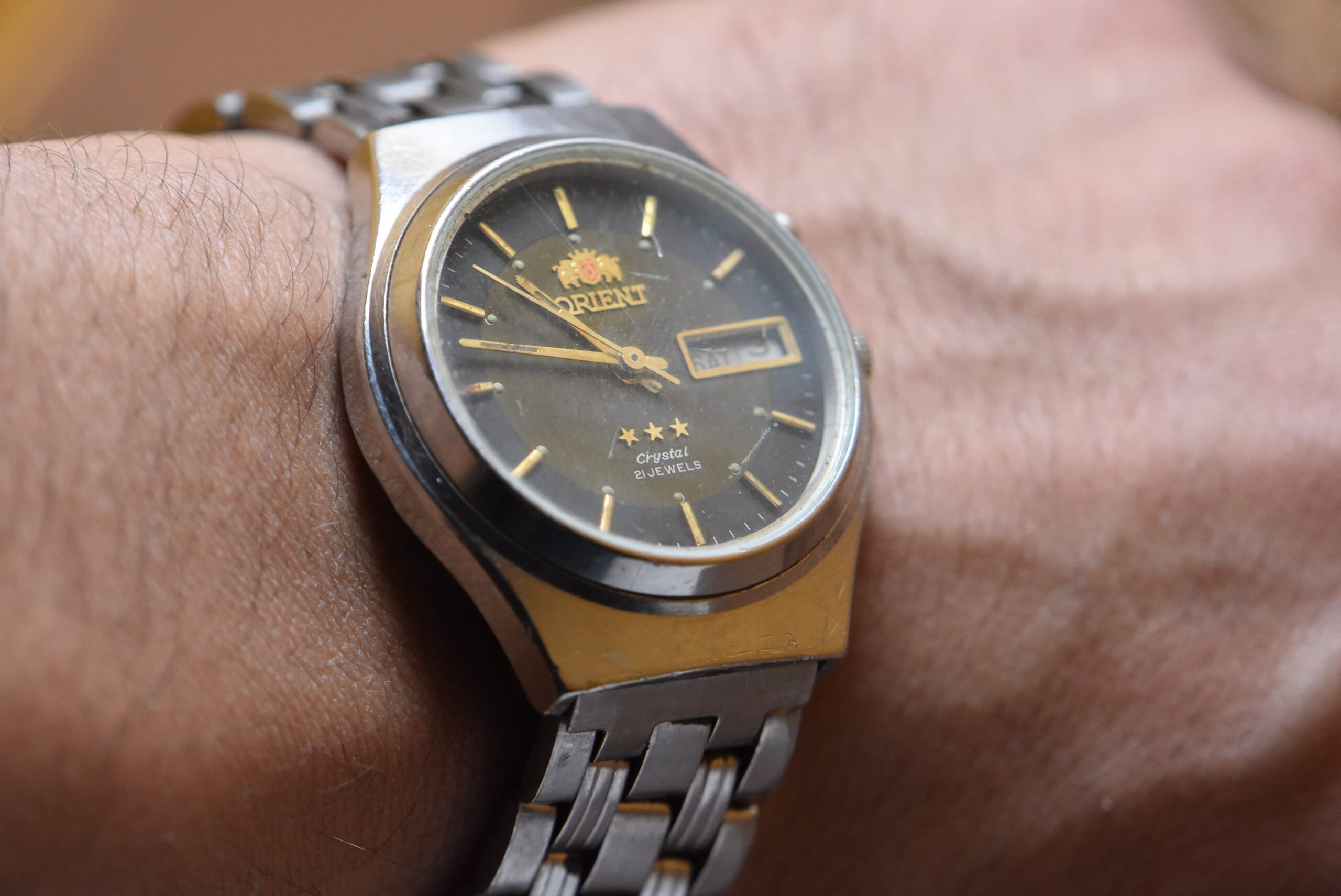 Vintage ORIENT Watch Automatic 21 Jewels Water Resistant Green day date - Image 6