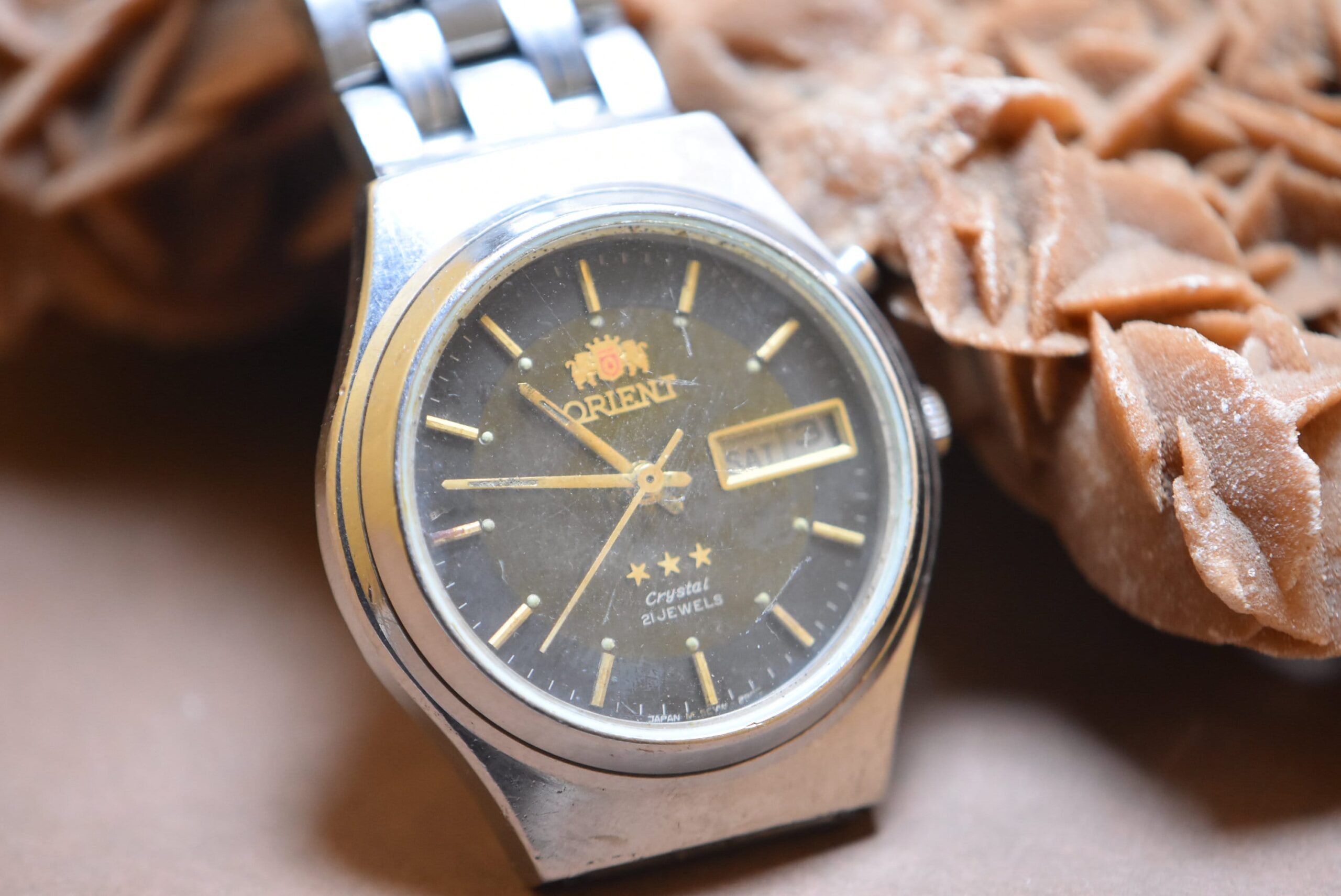 Vintage ORIENT Watch Automatic 21 Jewels Water Resistant Green day date - Image 3