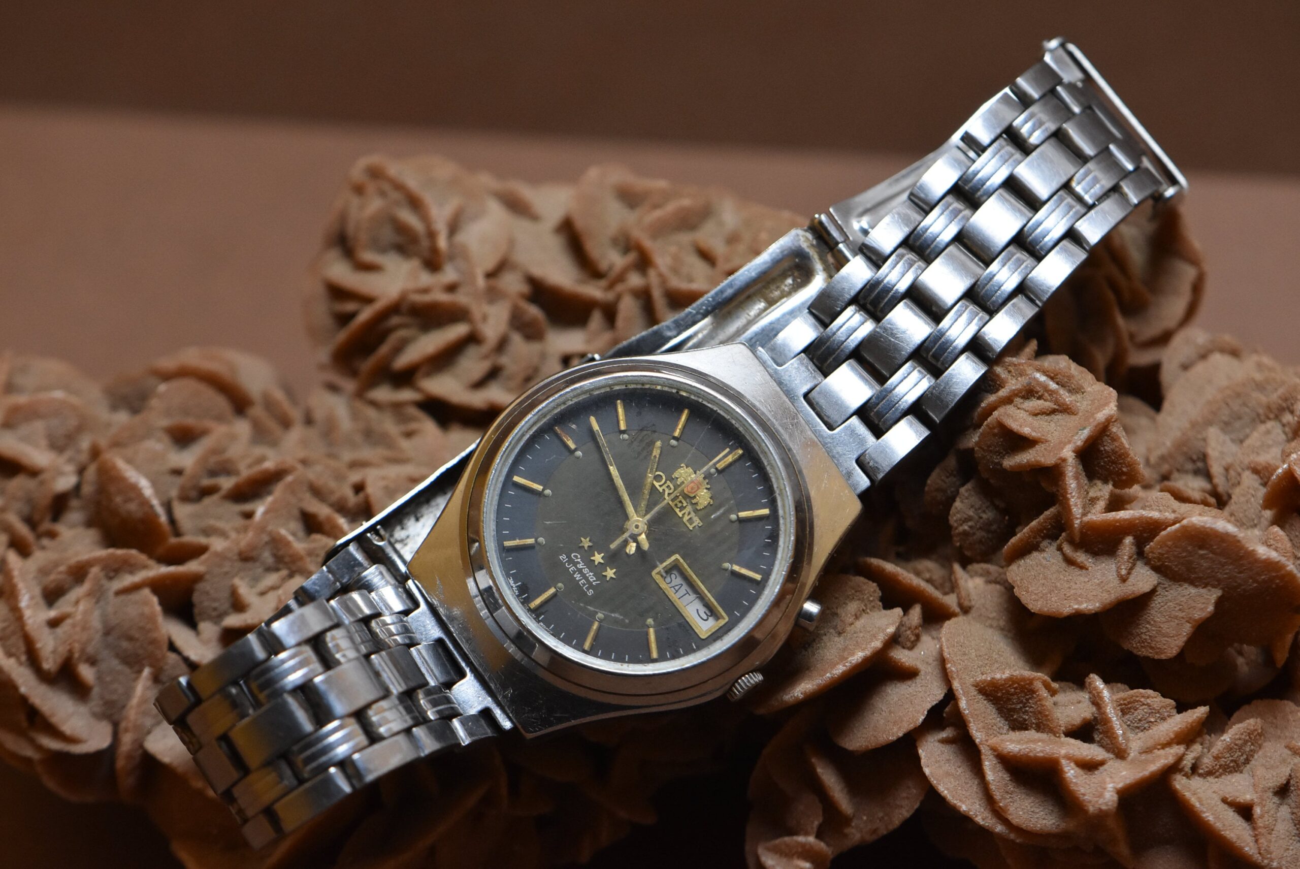 Vintage ORIENT Watch Automatic 21 Jewels Water Resistant Green day date - Image 7