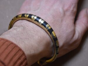 Tuareg Brass Cuff Bangle: Hand-Etched African Bracelet