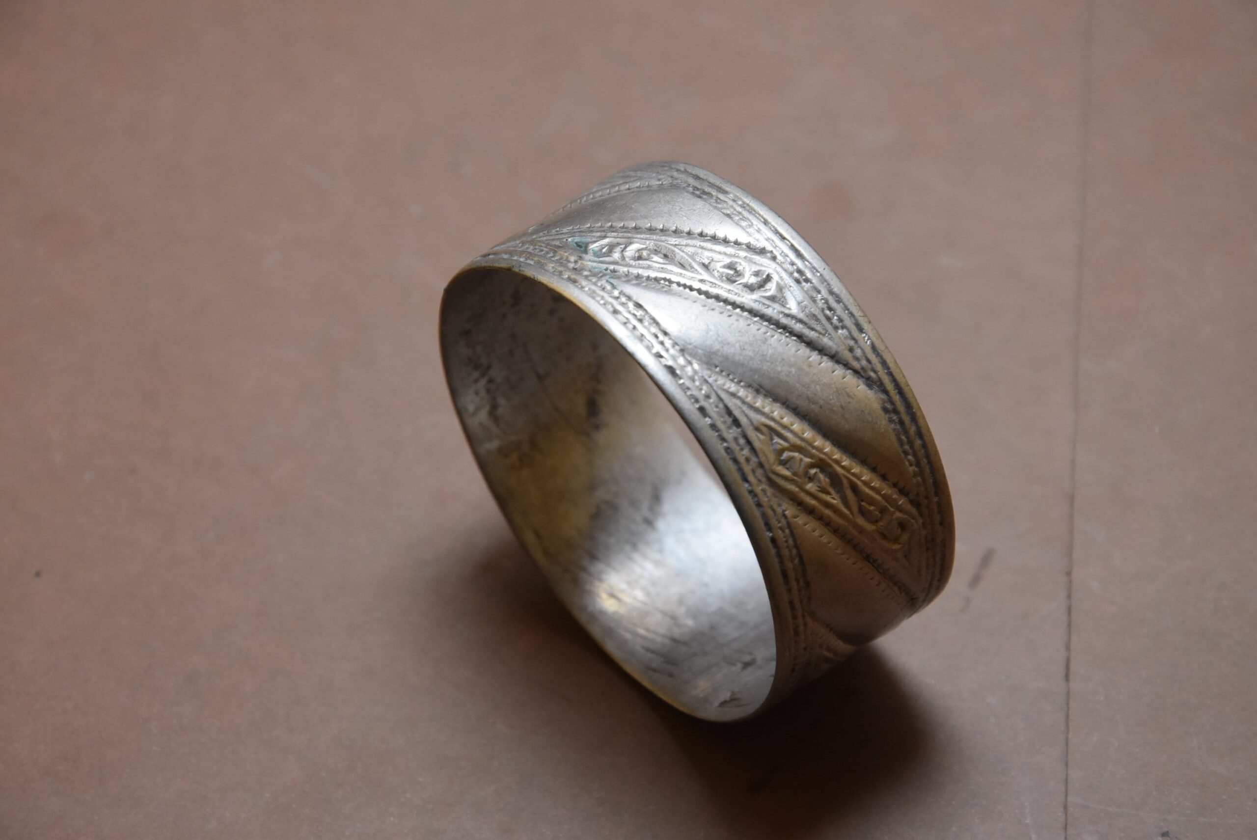 Vintage Berber Aluminum Bracelet: Moroccan Tribal Jewelry
